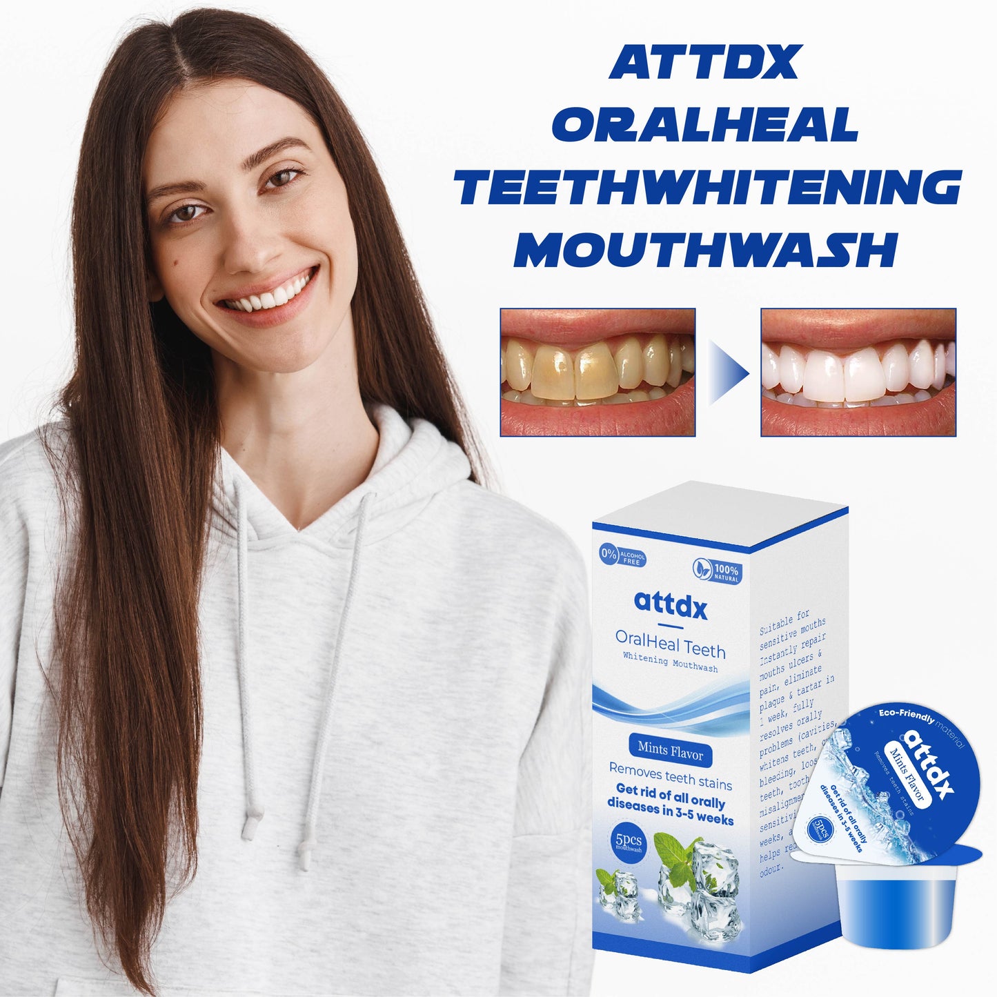 ATTDX Guérison orale Blanchiment des dents Rince bouche