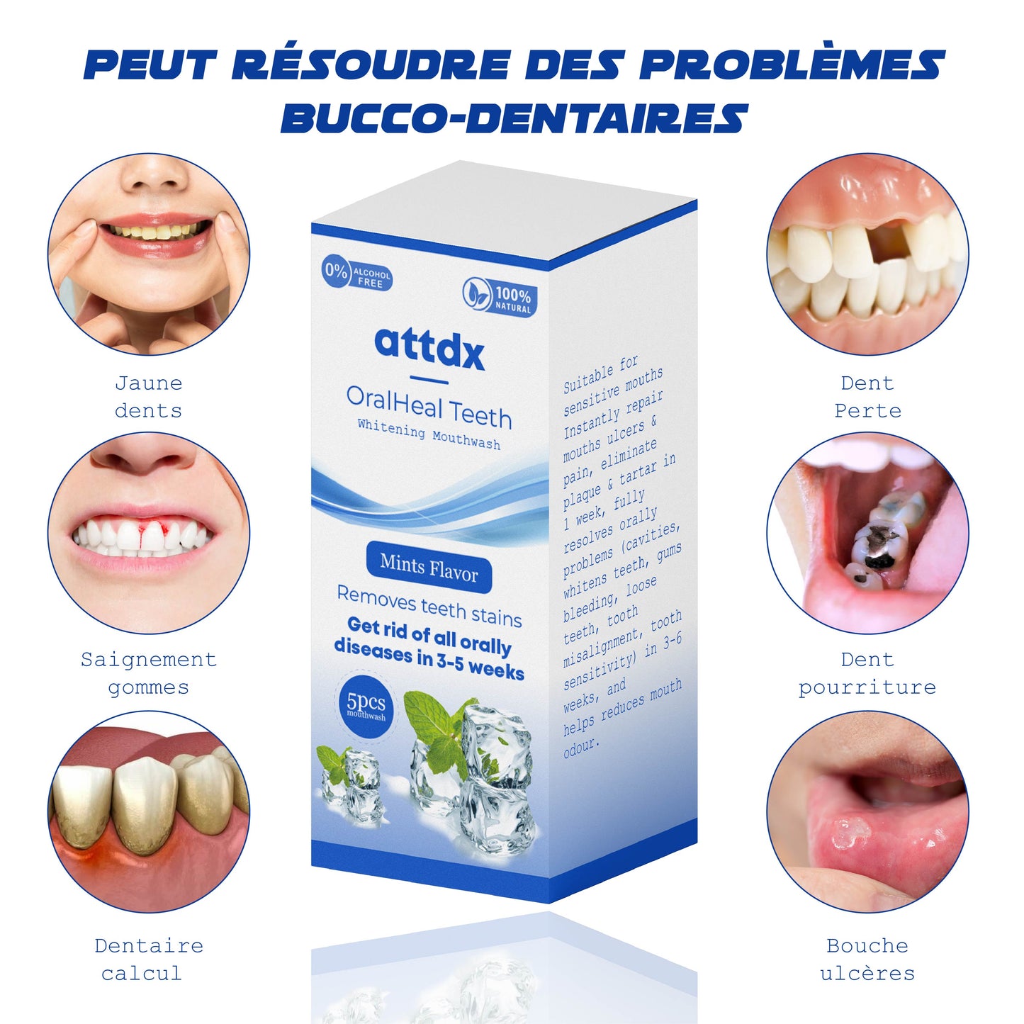 ATTDX Guérison orale Blanchiment des dents Rince bouche