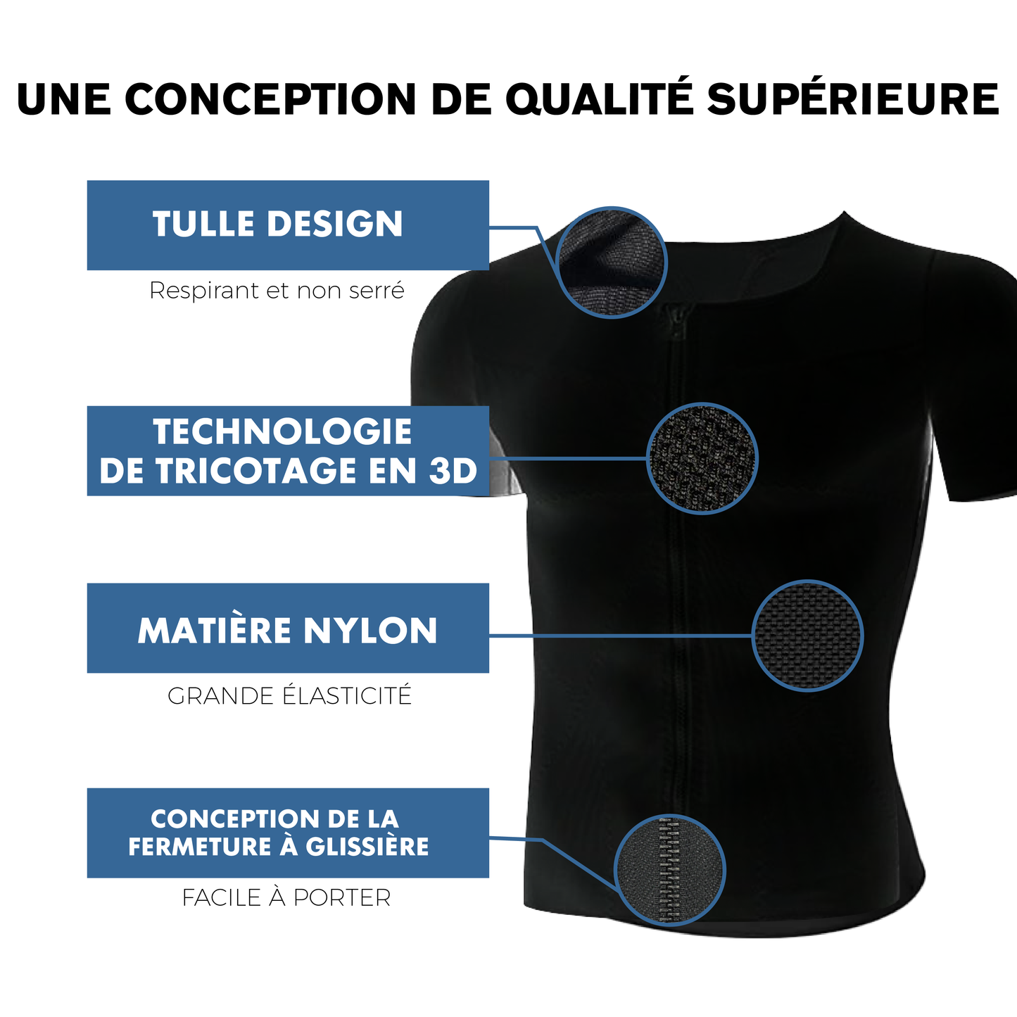 Ricpind HommesGynécomastie Infrarouge Compression T-Shirt