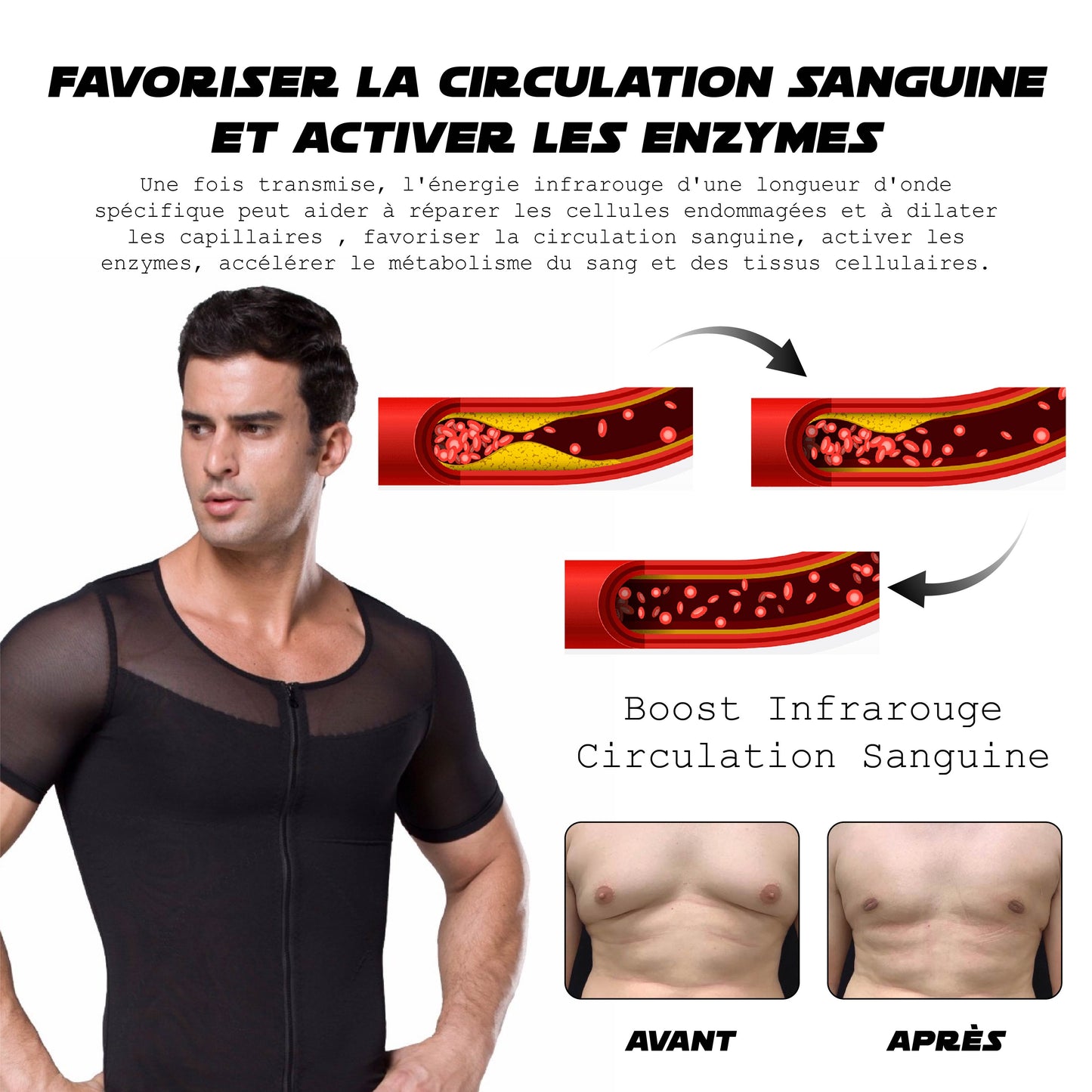 Ricpind HommesGynécomastie Infrarouge Compression T-Shirt